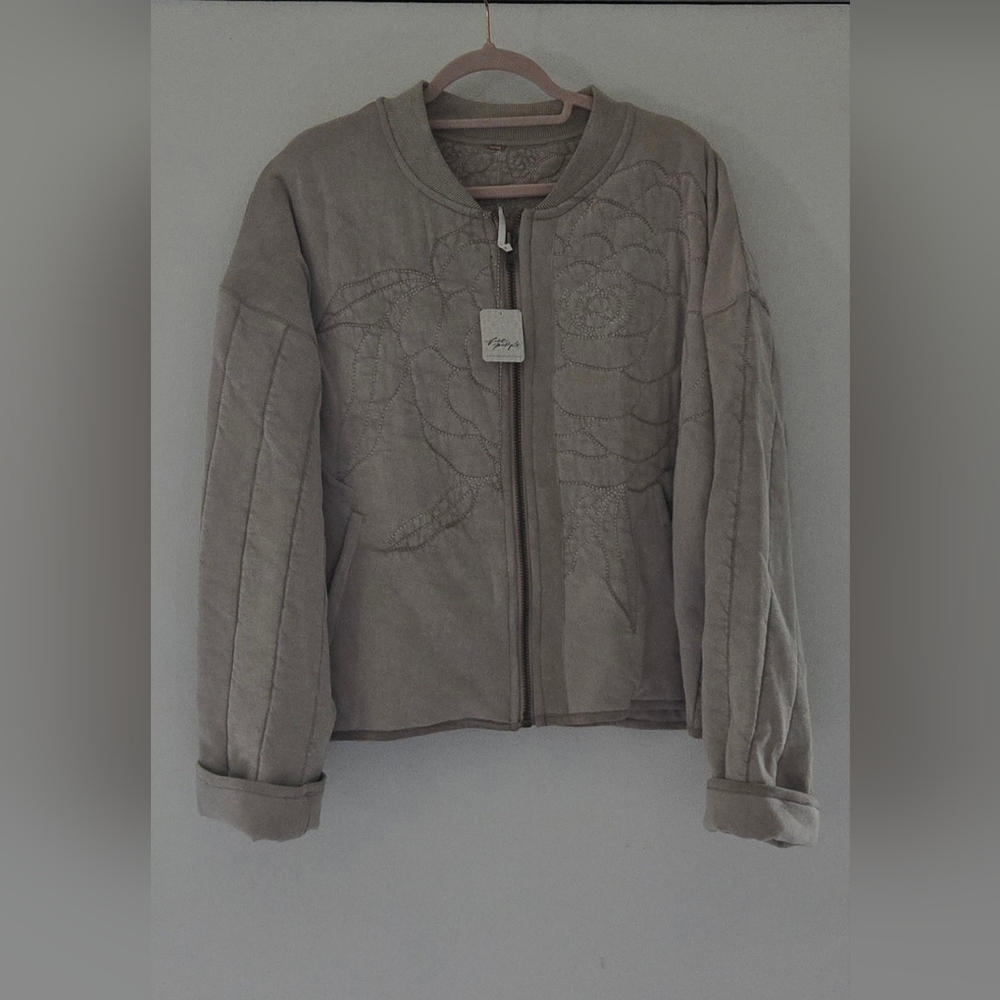 Free People Rose Zip Up Sweatshirt